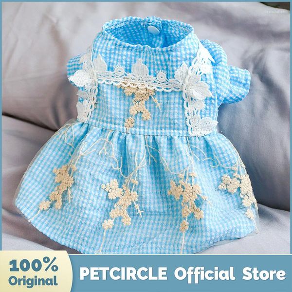 Abbigliamento per cani PETCIRCLE Abiti Abito in pizzo vintage a quadri blu Adatto per piccoli cuccioli Gatti per tutte le stagioni Gonna per abbigliamento in costume carino