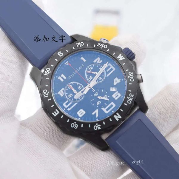 Uhren Blue Rubber Strap Herren Vk Batterie Chronograph Quarzwerk Armbanduhren Luxusuhr Luminous Hanb