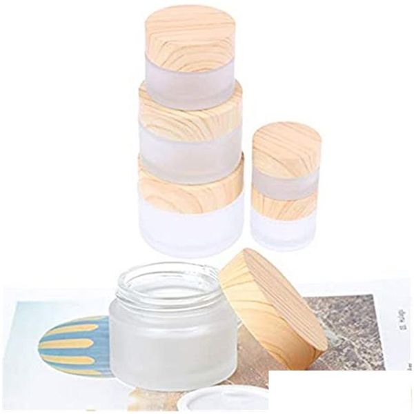 Verpackung Flaschen Großhandel Milchglas Jar Hautpflege Augencreme Gläser Nachfüllbare Flasche Kosmetikbehälter Topf mit Kunststoff Holz Grai Otfcx