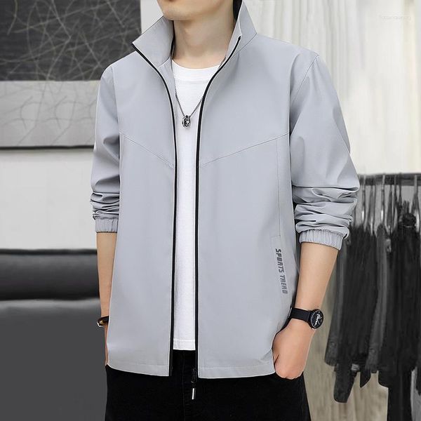 Männer Jacken Bomber Casual Jacke Männer Herbst Zipper Oberbekleidung Mandarin Sportswear Herren Feste Männliche Windjacke Mäntel Frühling 4XL