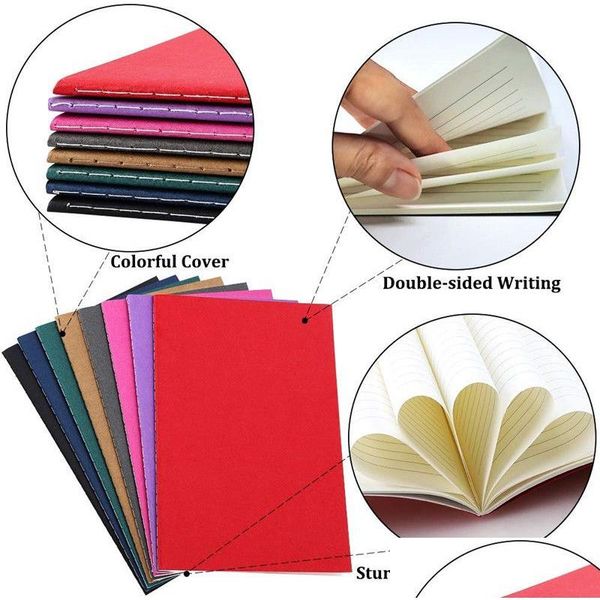 Notizblöcke Großhandel Colorf Lined Notebook Journals 60 Seiten 5,5 x 8,3 Zoll Reisetagebuch für Reisende Kinder Studenten und Büro Drop Ot7E0