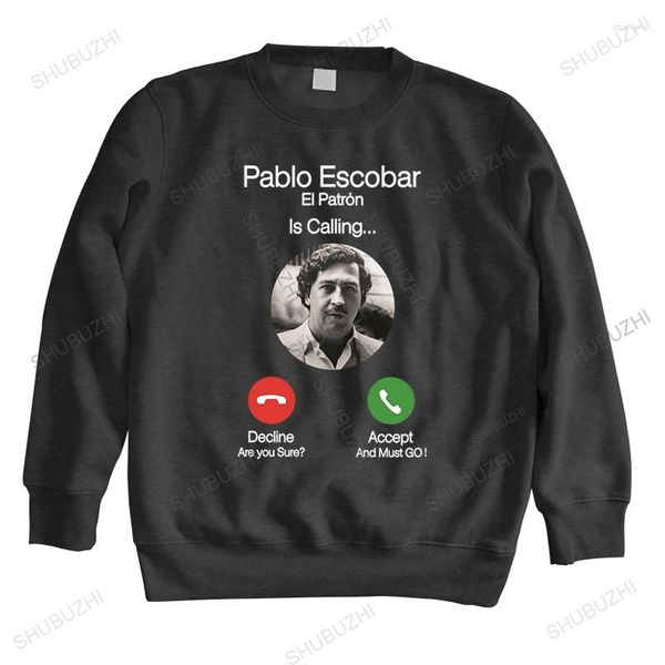 Erkek Hoodies Pablo Escobar Erkekler Sıradan Sweatshirt Yuvarlak Boyun Komik Baskı Serin Kapşonlu Pamuk Grafik Giysileri