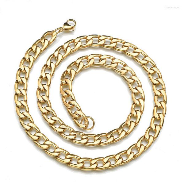 Correntes amarelo dourado colar masculino ouro cubano corrente 10mm de largura seis lados moagem bnk ornamento carimbo de alta qualidade