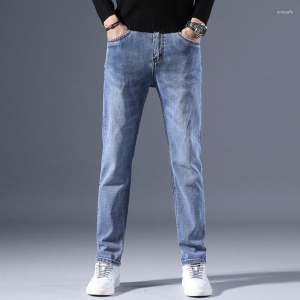 Jeans masculinos primavera 2023 na moda casual calças jeans retas e modelos de outono verão