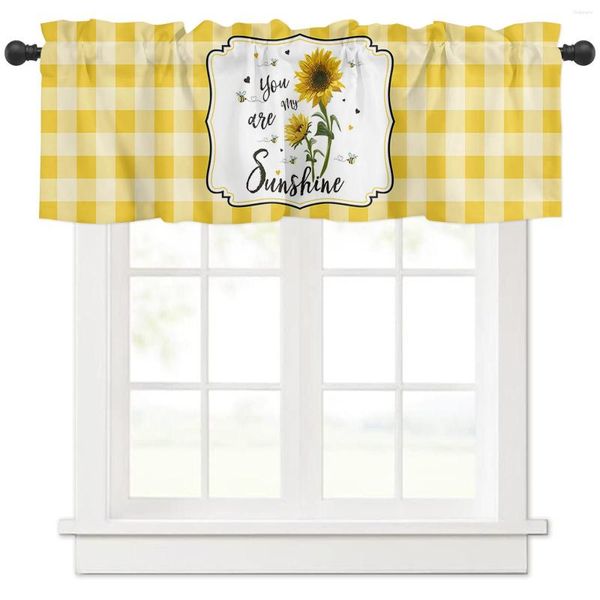 Cortina estilo country fazenda girassol amarelo xadrez cortinas curtas cozinha guarda-roupa vinho porta janela pequena decoração de casa