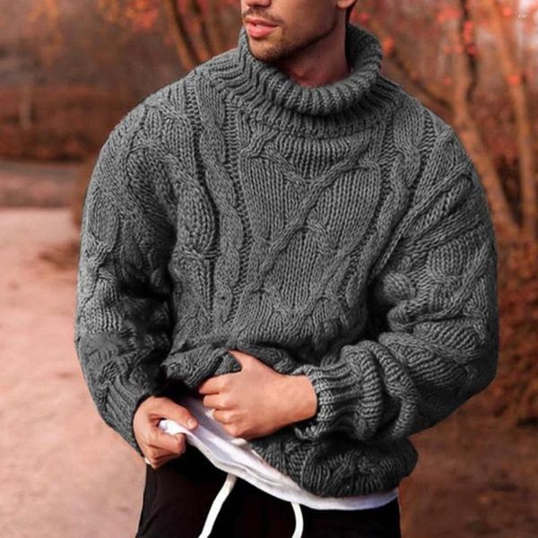 Männer Pullover Gestrickte Rollkragenpullover Männer Solide Hohe Kragen Winter Langarm Pullover Herren 2023 Warm Schwarz