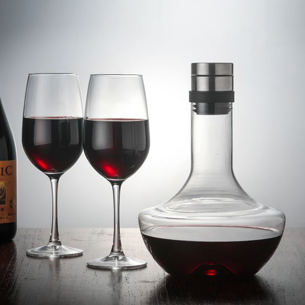 Bicchieri da vino 1000ML Grande Decanter Fatto a mano in cristallo Vino rosso Brandy Bicchieri da champagne Decanter Bottiglia Brocca Versatore Aeratore per Bar di famiglia 230905