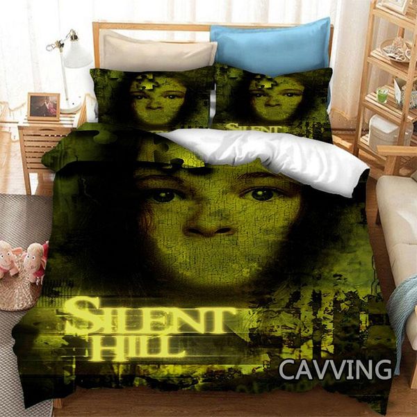 Set di biancheria da letto Set stampato in 3D di Silent Hill Copripiumini Federe per cuscini Copripiumino trapuntato (taglie US/EU/AU) K03