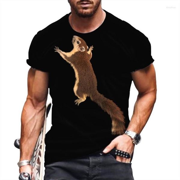 Magliette da uomo Scoiattolo T-shirt stampate digitali 3D Modello animale estivo Girocollo casual Top a maniche corte Uomo oversize Cloys Abbigliamento
