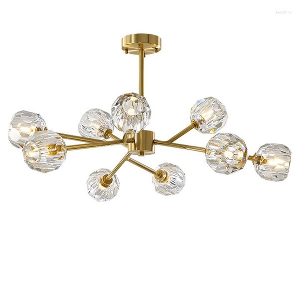 Lustres Pós Moderno Árvore de Cobre Luz Candelabro Luz Luxo Simples Sala de estar Jantar Quarto Lâmpadas de Cristal LED Luzes Moleculares