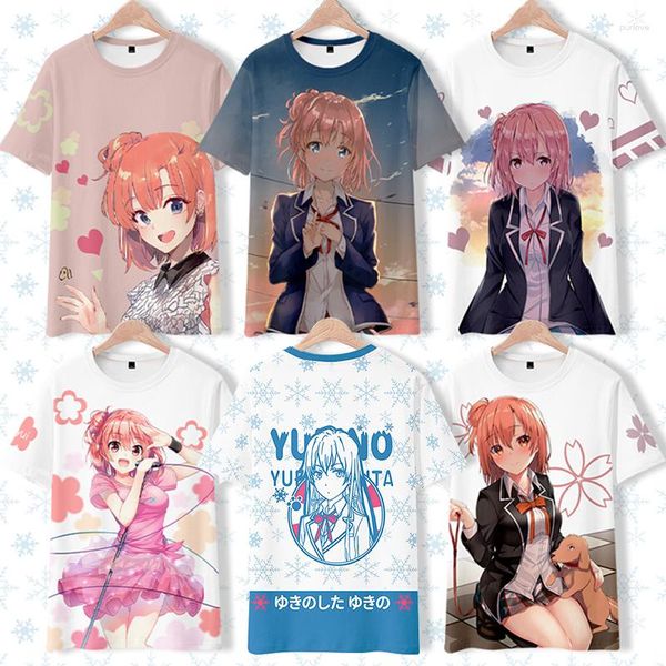 Homens Camisetas Anime Meu Adolescente Comédia Romântica Snafu Yukinoshita Yukino 3D Impressão Camisa Mulheres Homens Verão Manga Curta Engraçado Camiseta Gráfico Tees