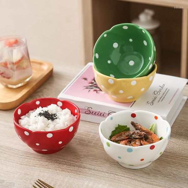 Bols Bol de riz japonais Nouilles en céramique à point de vague domestique dans la soupe 4,75 pouces Petite vaisselle créative