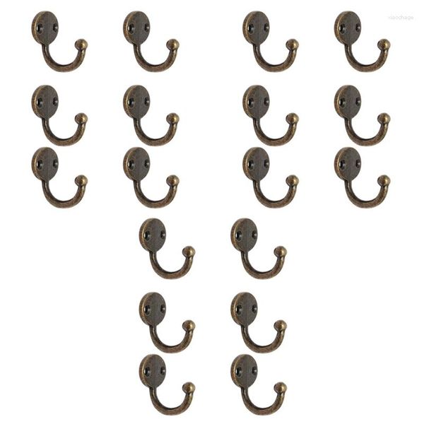 Ganci lotto 18pcs cappello da cappotto retrò gancio per gancio in lega 35 x 30 mm -bronze