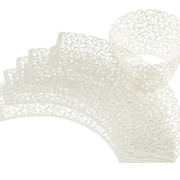 Andere Event Party Supplies 2021 Großhandel-Kimisohand 100 Filigrane Little Vine Lace Laser Cut Cupcake Wrapper Liner Baking Cup Drop Dhoym