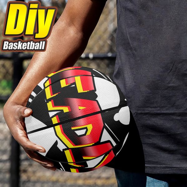 Benutzerdefinierter Basketball-DIY-Basketball Jugendliche Männer Frauen Jugend Kinder Outdoor-Sportarten Basketballspiel-Team-Trainingsausrüstung Fabrik-Direktverkauf 122886