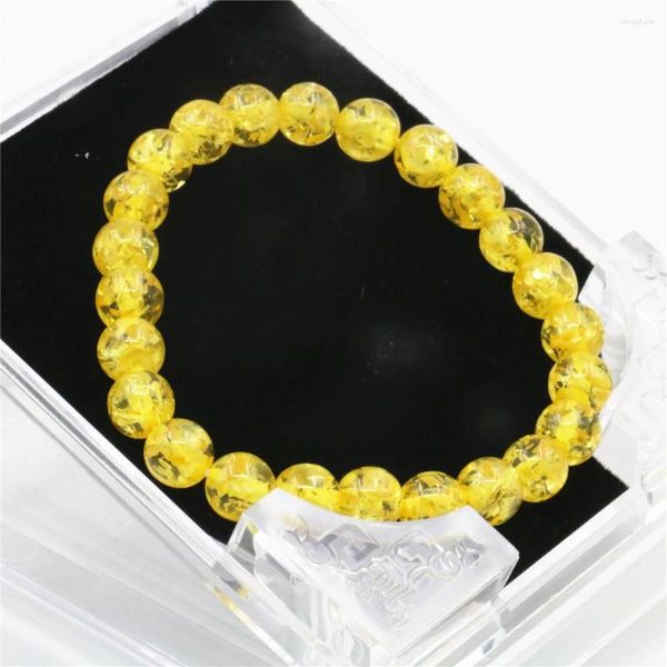 Filo Oro Giallo Resina Artificiale Miele Cera Imitato Ambra Bracciale 8mm 10mm Perline Rotonde Gioielli Regali Accessori 7,5 pollici Y113