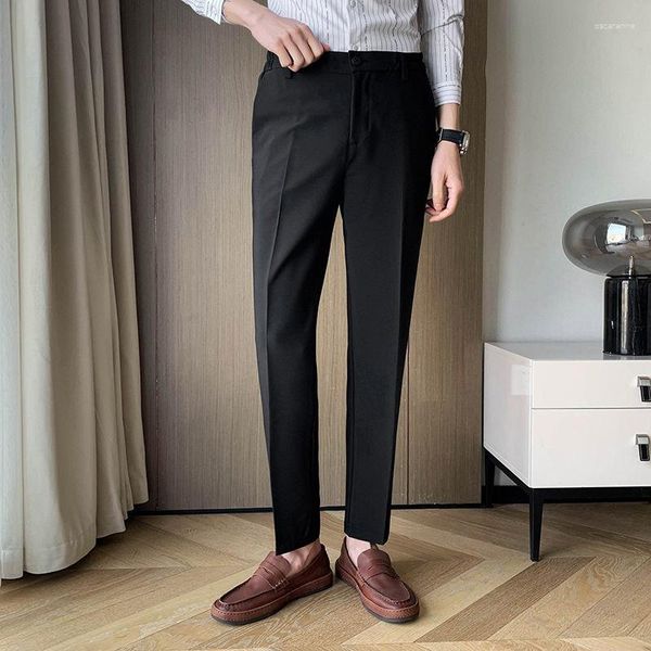 Abiti da uomo 2023 Tendenza moda Pantaloni casual Tessuto di seta Slim Fit Abito tinta unita Pantaloni da lavoro formali in cotone Taglia 28-36