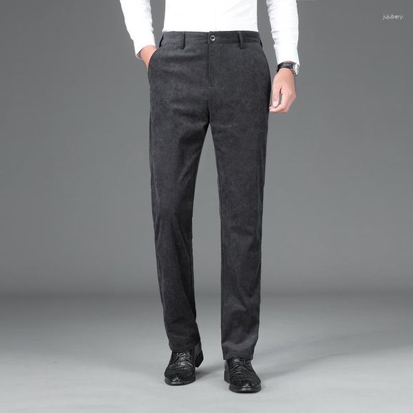 Pantaloni da uomo 3 colori velluto a coste dritti stile classico pantaloni casual da lavoro uomo autunno inverno abbigliamento grigio nero blu scuro