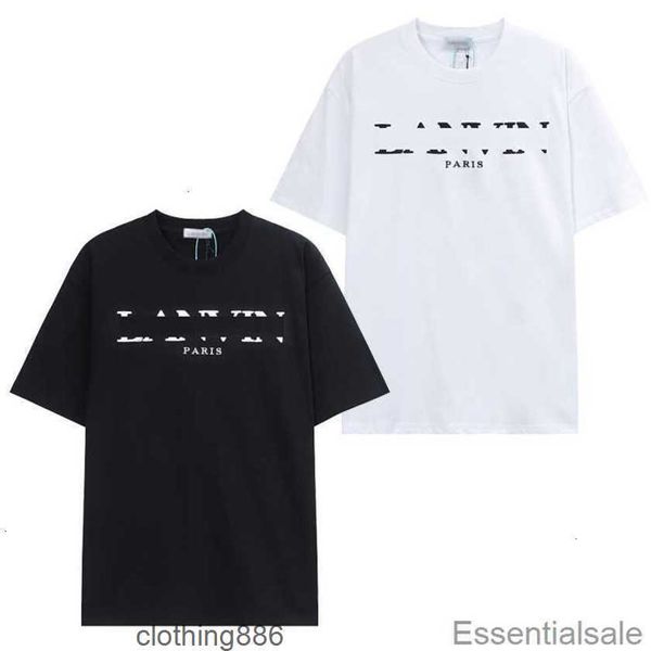 Verão Lanvins 2023 Designer Masculino Camisetas de Manga Curta Tees Casual Mulheres Puro Algodão Quick Dry Active Sports Camisetas High Street Preto Branco R0us