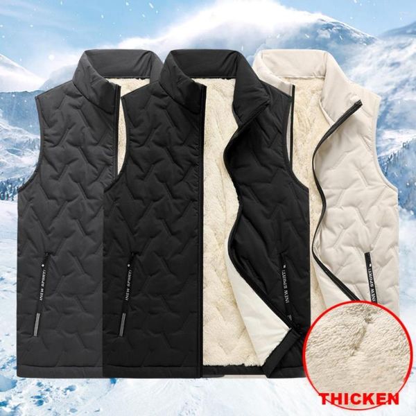 Gilet da uomo Colletto alla coreana Gilet Giubbotti Uomo Foderato in pelliccia Addensare Giacca imbottita in cotone Senza maniche Abbigliamento 2023 Gilet invernale Mans