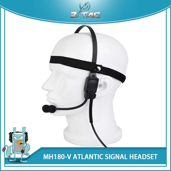 Fone de ouvido tático Z-Tac Militar Tático Headset Sinal de condução óssea Alto-falante MH180-V Airsoft Fone de ouvido Acessórios Elemento PTT Caça Z136 230906