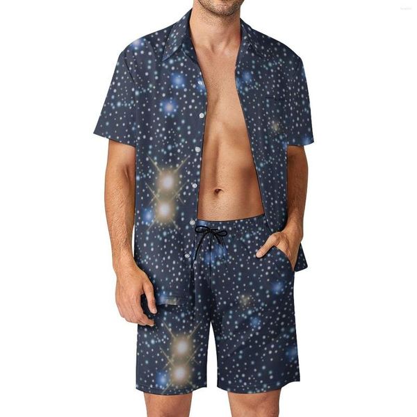Fatos masculinos estrela formando região homens define galáxia casual camisa conjunto novidade praia shorts verão padrão terno 2 peça roupas tamanho grande