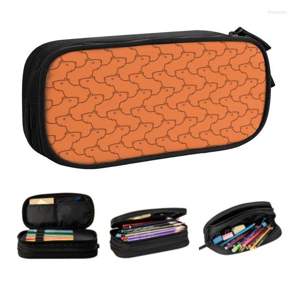 Sacos cosméticos kawaii engraçado capivara padrão lápis caso para meninas meninos personalizado grande armazenamento caneta saco caixa acessórios escolares