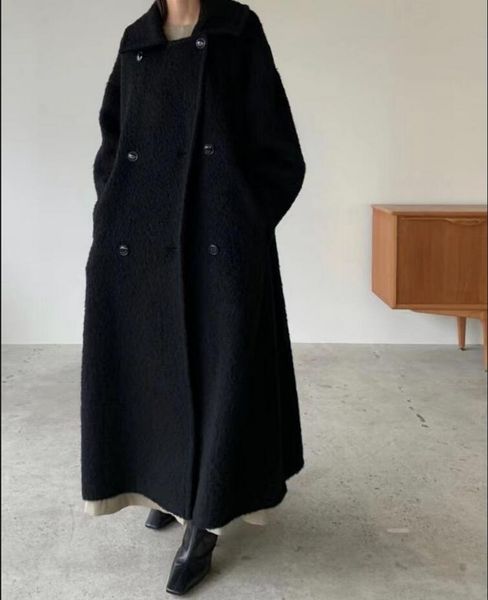 Piccola quantità di stock CL Nai cappotto in lana verde alghe per donna 23 autunno/inverno sensazione di fascia alta, versione ampia ispessita, cappotto lungo