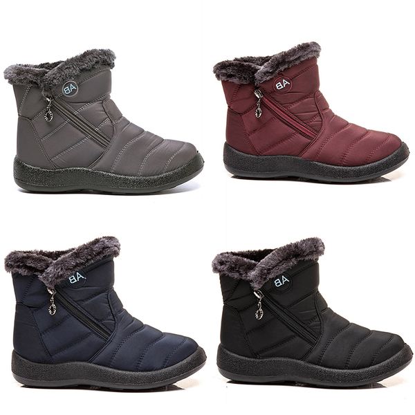 stivali da neve caldi cerniera laterale scarpe da donna in cotone leggero nero rosso blu grigio sneakers sportive invernali all'aria aperta colore4