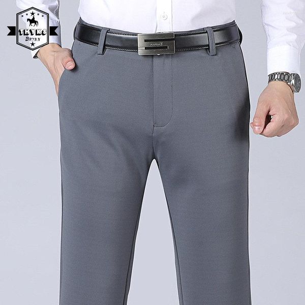 Pantaloni da uomo sottili elasticità da lavoro pantaloni dritti da uomo formali resistenti all'usura da lavoro d'ufficio pantaloni larghi da uomo in tinta unita