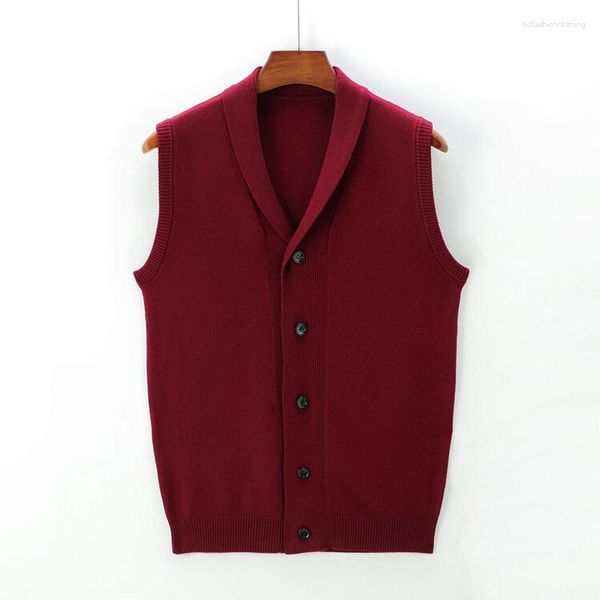 Gilet da uomo Uomo in lana Bottoni con scollo a V Gilet in maglia Colletto per la sera Basic Per l'autunno inverno Business Fashion Casual Abbigliamento maschile K-32