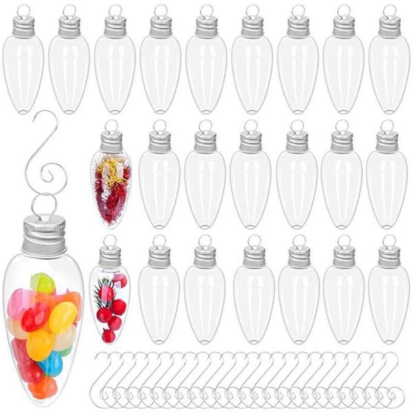 Decorações de Natal 24 pcs Natal Clear Baubles Transparente Fillable Lâmpada Bolas Árvore de Natal Pendurado Ornamento Festa de Casamento Decoração de Casa 230905