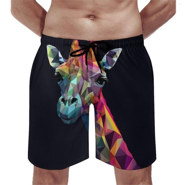 Shorts masculinos Ginásio Girafa Hawaii Swim Trunks Paper Art Masculino Quick Dry Sportswear Oversize Beach