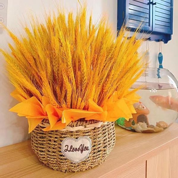 Fiori decorativi 50 pezzi di fiori di spiga di grano naturale essiccati per la festa di nozze piccoli oggetti di arredamento per la casa con la festa della mamma Gif