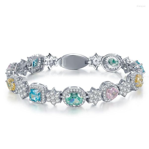 Braccialetti a maglie 2023 S925 Bracciale in argento sterling Pieno di diamanti a forma di caramelle Personalità della moda Stile Mingyuanins