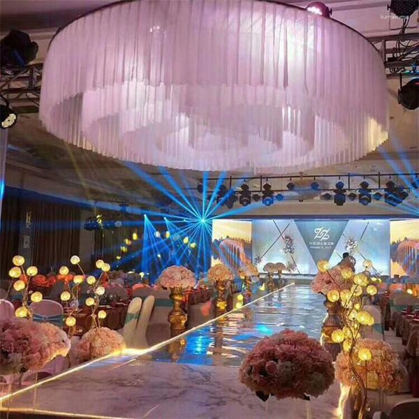Fontes de festa casamento teto fio decoração s nuvem topo palco organização onda t saia adereços uma e dupla camada