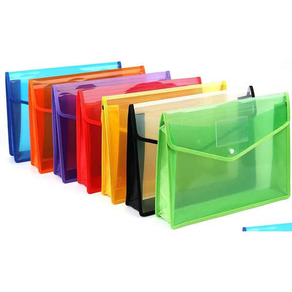 Forniture per archiviazione Cartella per documenti in plastica A4 all'ingrosso Busta per documenti in plastica impermeabile Poli Portafogli Cartelle per documenti con pulsante Otglq