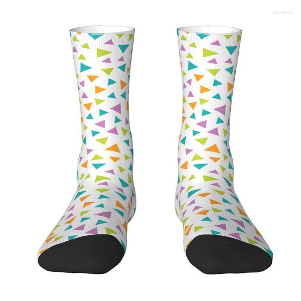 Herrensocken, geometrisches Dreiecksmuster, für Herren und Damen, Crew, Unisex, lustiger 3D-Druck, Kleid