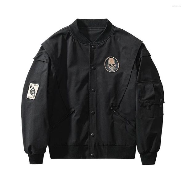 Herrenjacken Bomber Herren Wasserdicht Plus Samt Militärjacke Totenkopf bestickt Windschutz Baseball Uniform Mantel Herren