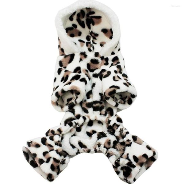 Cão vestuário filhote de cachorro moletom lavável roupas inverno leopardo impresso animal de estimação macacão pijama outwear