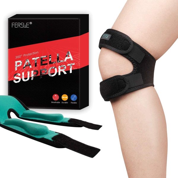 Ellenbogen-Knieschützer, Patella-Kniegurt, 2 Stück, rutschfest, Patella-Sehnen-Stützgurt, Patella-Stabilisator für Laufen, Radfahren, Wandern, Tennis, Sport, 230905