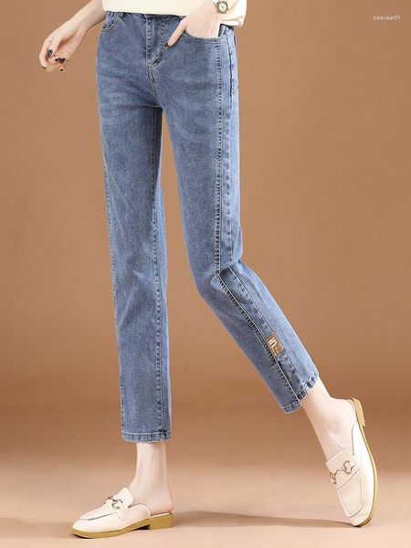 Damenjeans HCXR Frauen 2023 Herbst All-Match Slim Light Blue Tapered Denim Hose Weibliche Retro Mode Stretch Straight Hose