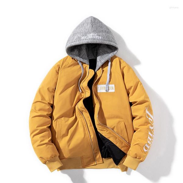 Мужские куртки Корейская бейсбольная форма Зимний прилив Брендовая свободная куртка-бомбер Трендовая одежда для пар Парки с вышивкой Повседневное хлопковое пальто