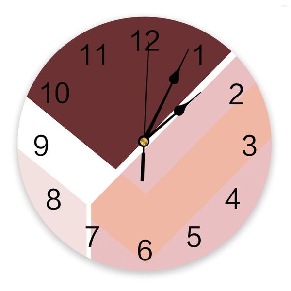 Wanduhren, abstrakte rosa Geometrie-Uhr, Wohnzimmer, Heimdekoration, große runde stumme Quarz-Tisch-Schlafzimmer-Dekoration