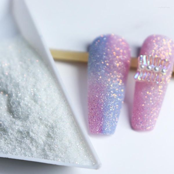 Prego glitter inverno pó branco brilhante açúcar areia manicure efeito de lã pigmento poeira decoração para acessórios material