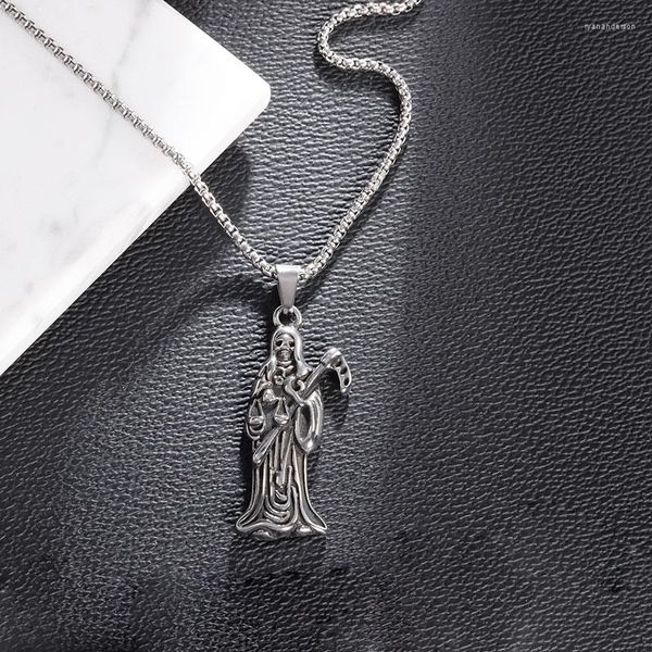 Collane con ciondolo Collana da uomo in acciaio inossidabile con teschio della morte divina per gioielli accessori