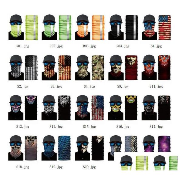 Ciclismo Caps Máscaras Skl Meia Face Máscara Cachecol Bandana Bicicleta Motocicleta Dustproof Pescoço Lenços Festival Cosplay Ski Biker Headband Dro Dhky4