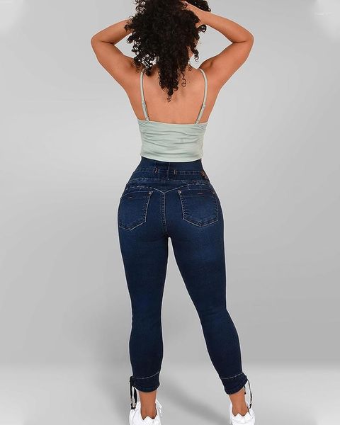 Damen-Jeans, eng anliegend, sexy Bleistifthose, hohe Taille, elastisch, Freizeitkleidung, großer Hüftumfang