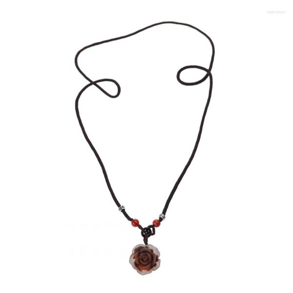 Ketten N58F Verstellbares Seil Schöne Kamelienblüten-Halskette Zierliche runde Perlen-Schlüsselbeinkette Halsband Alltagskleidung Geburtstag