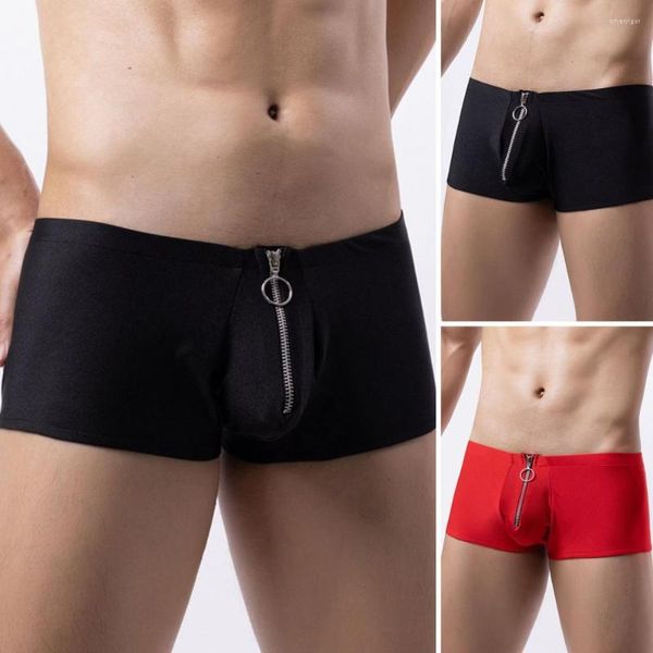 Cuecas masculinas boxers respirável anti-séptico masculino com fecho de zíper u design convexo para roupa interior confortável de secagem rápida